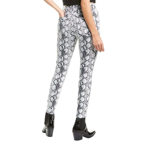 Frame Womens Ali High-Rise Cigarette Python-Print Jeans 27 Gris Multi NWT $225 - Picture 2 of 5